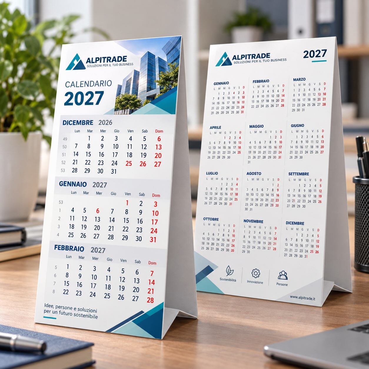 Calendario da Tavolo Pieghevole trimestrale