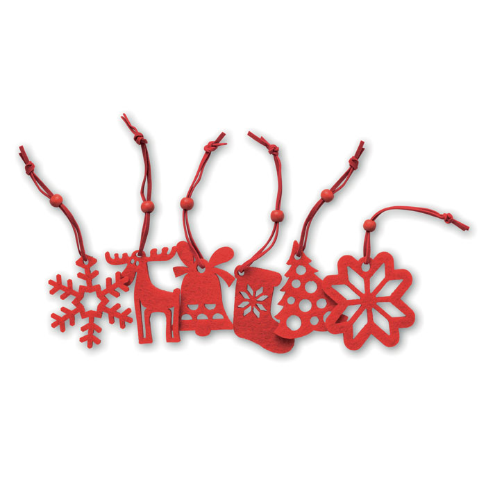 Set di 6 Decorazioni Natalizie in Feltro ROUGE