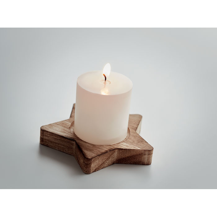 Candela alla Vaniglia su Base in legno LOTUS - immagine 5