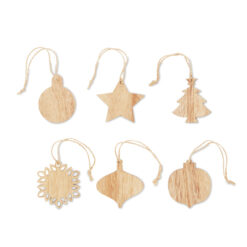 Set di 6 Decorazioni Natalizie in Legno CHRISET
