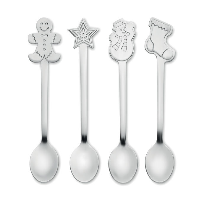 Set di 4 Cucchiaini da Tè Natalizi CHIP SET