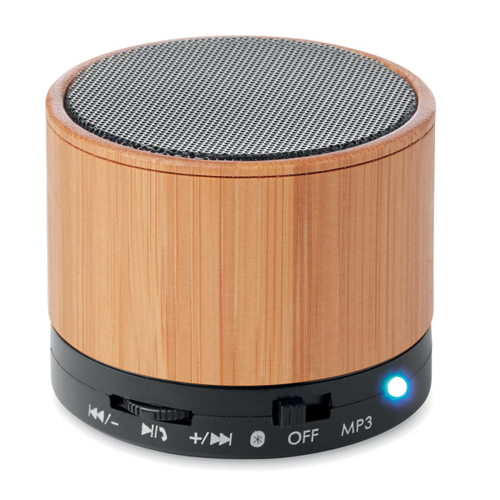Speaker Wireless con Luce LED ROUND BAMBOO