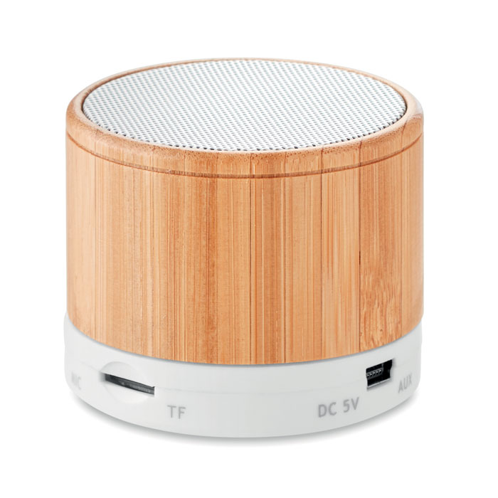 Speaker Wireless con Luce LED ROUND BAMBOO - immagine 7