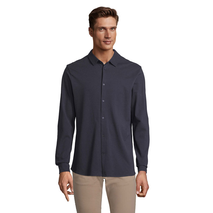 Camicia Uomo in Piqué di Cotone Bio BASILE MEN - immagine 4