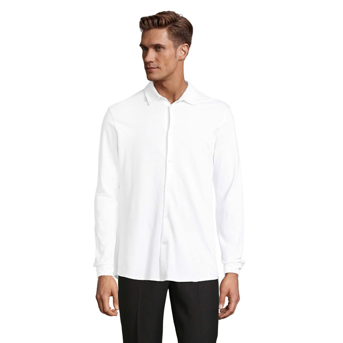 Camicia Uomo in Piqué di Cotone Bio BASILE MEN - immagine 7